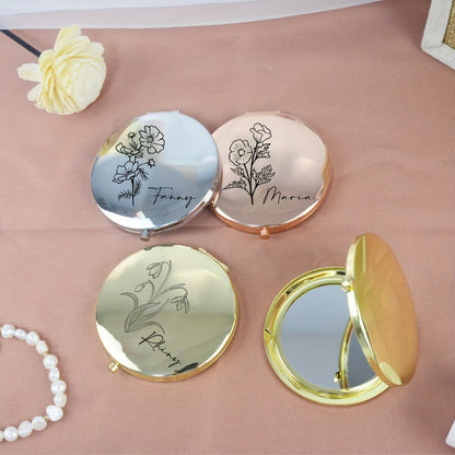 Personalized Customized Small Mirror, Elegant Stainless Steel Makeup Magnifying Mirror