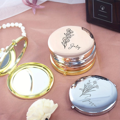 Personalized Customized Small Mirror, Elegant Stainless Steel Makeup Magnifying Mirror