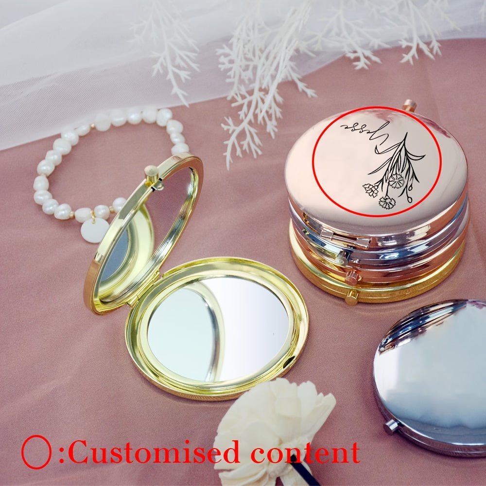 Personalized Customized Small Mirror, Elegant Stainless Steel Makeup Magnifying Mirror