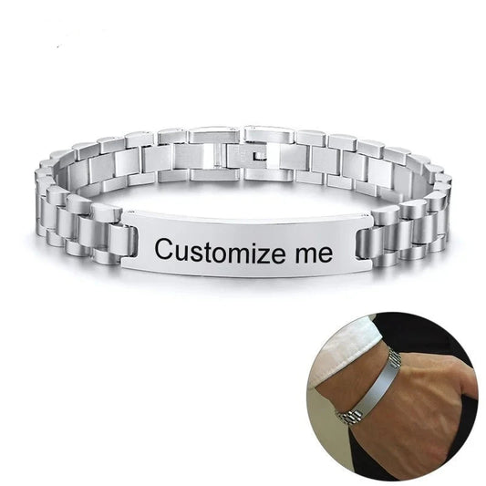 Personalize 10mm Stainless Steel ID Bracelets for Men Casual