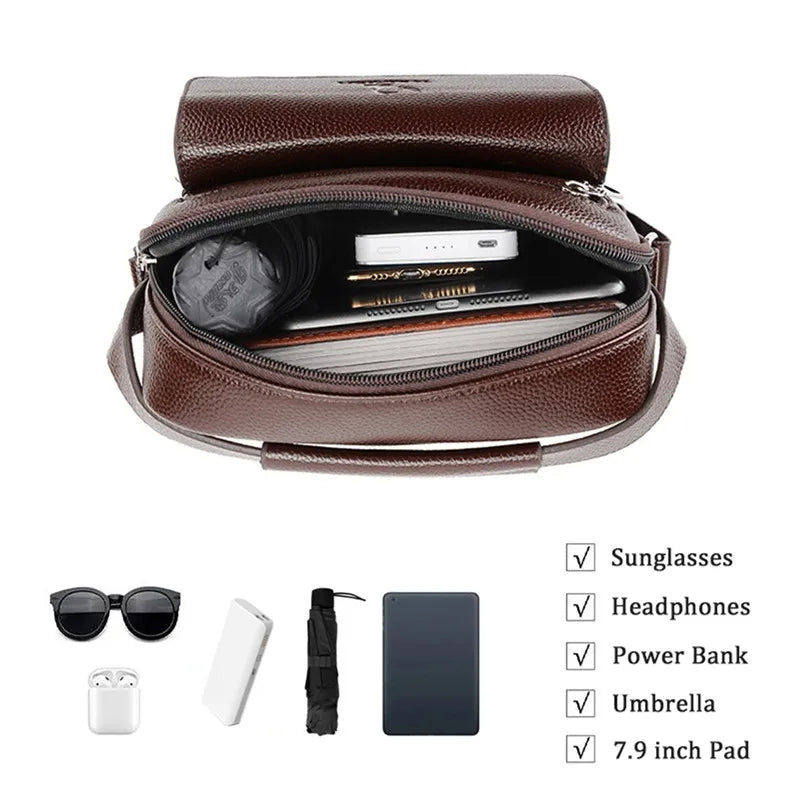 Men's Genuine Leather Crossbody Shoulder Bags