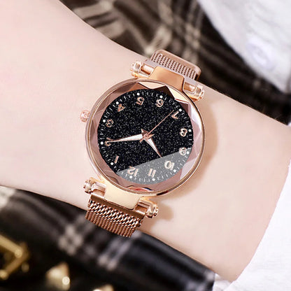 Set Women Fashion Casual Mesh Belt Watches