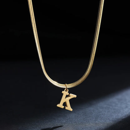 A gold-plated, stainless steel necklace, with the initials from A to Z.