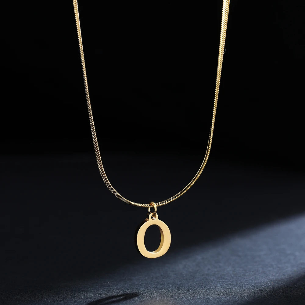 A gold-plated, stainless steel necklace, with the initials from A to Z.