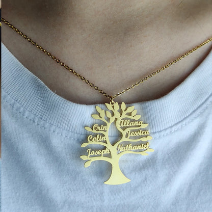 Custom Tree Of Life Name Necklace Personalized Mother Kids Family Member