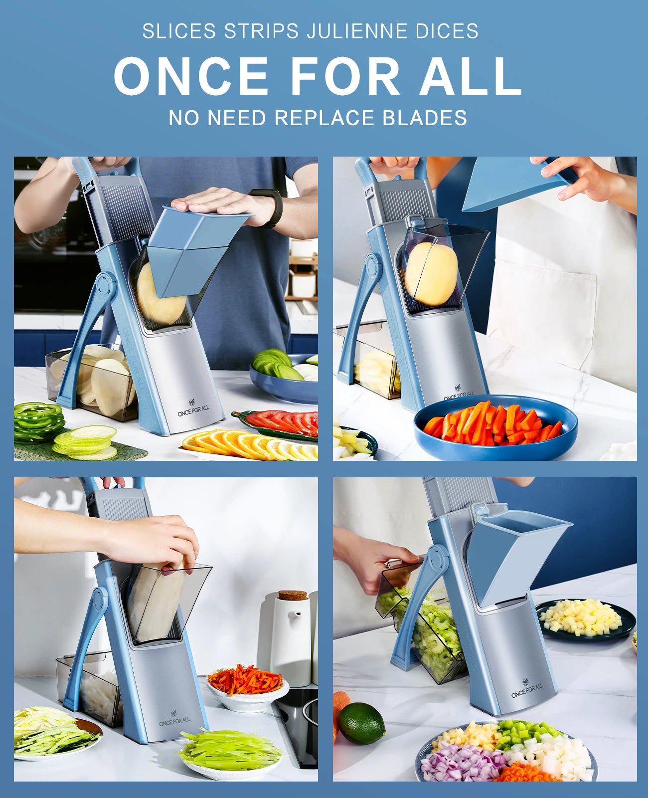 Mandoline Slicer, ONCE FOR ALL. Vegetable Slicer