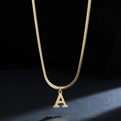 A gold-plated, stainless steel necklace, with the initials from A to Z.