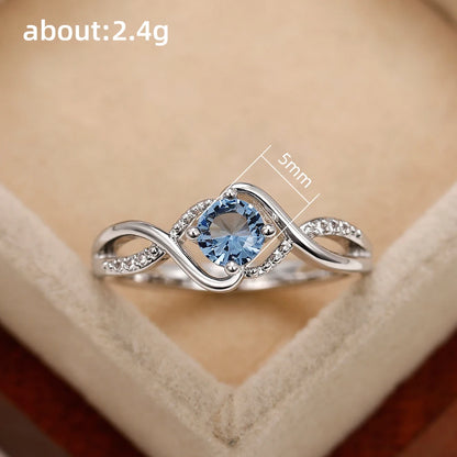 Modern Design Women's Wedding Rings Charming Blue Cubic Zirconia