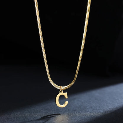 A gold-plated, stainless steel necklace, with the initials from A to Z.