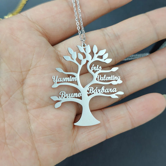 Custom Tree Of Life Name Necklace Personalized Mother Kids Family Member