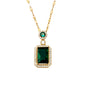 Set Green Large Zircon Drop Earrings Necklace