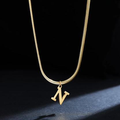 A gold-plated, stainless steel necklace, with the initials from A to Z.