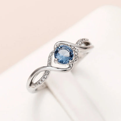 Modern Design Women's Wedding Rings Charming Blue Cubic Zirconia