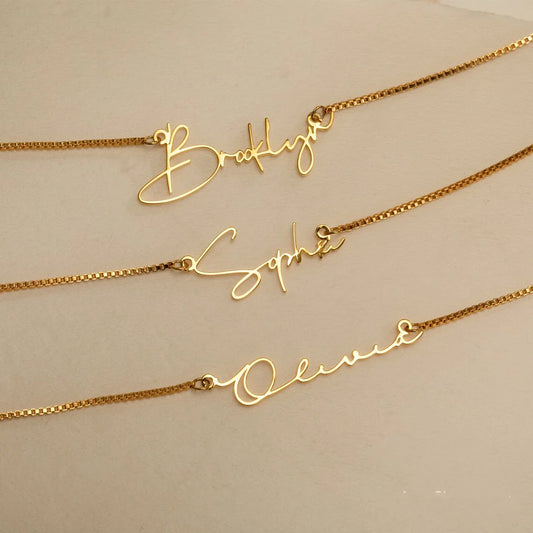 Personalised  Name Necklace with Box Chain  Custom Name