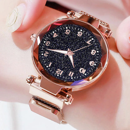 Set Women Fashion Casual Mesh Belt Watches