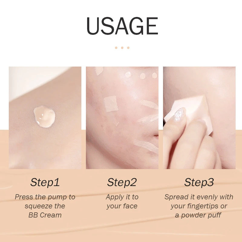 BB Cream  Whitening Brighten Face Foundation 18 Hours Long Lasting, Korean Cosmetics