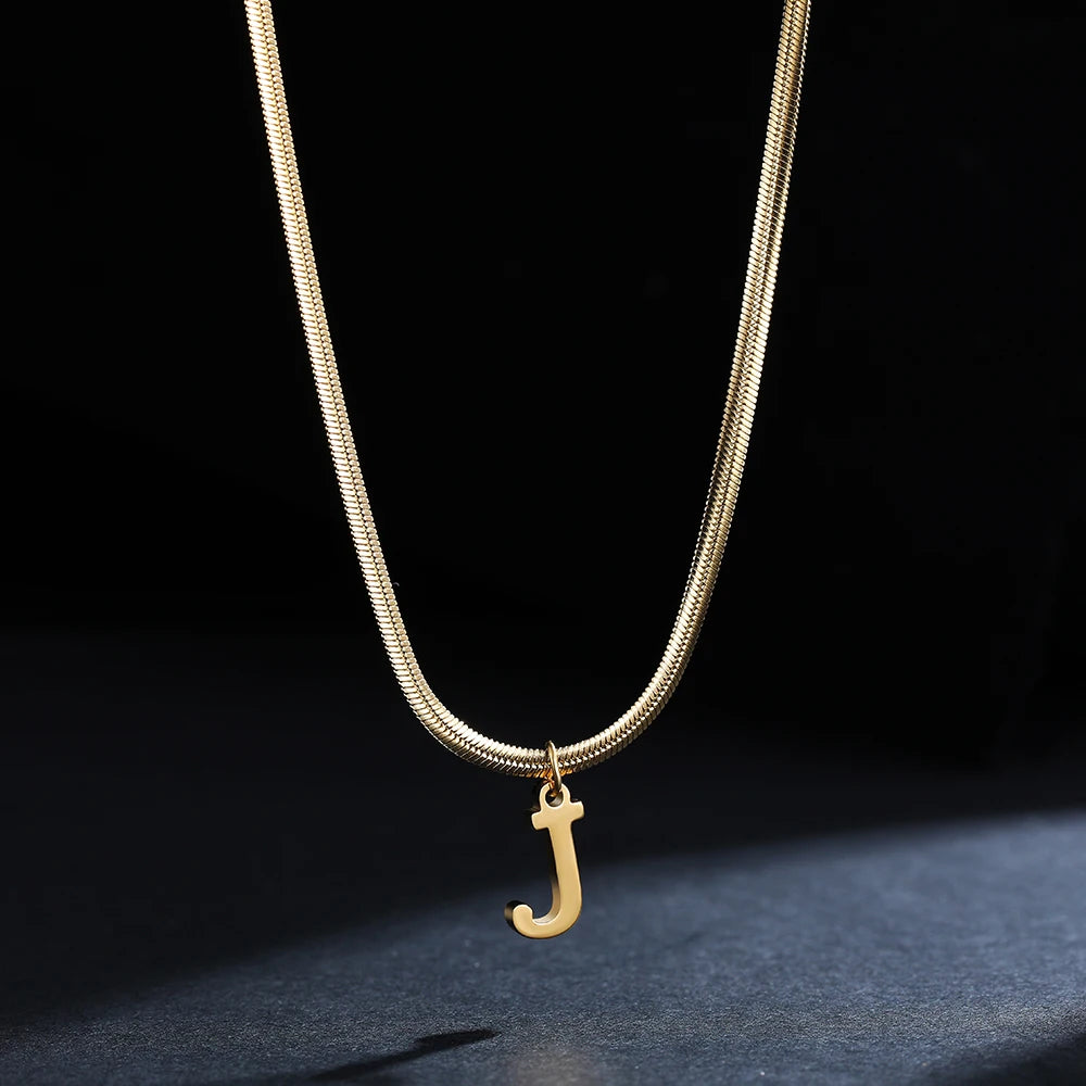 A gold-plated, stainless steel necklace, with the initials from A to Z.