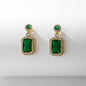 Set Green Large Zircon Drop Earrings Necklace