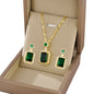 Set Green Large Zircon Drop Earrings Necklace