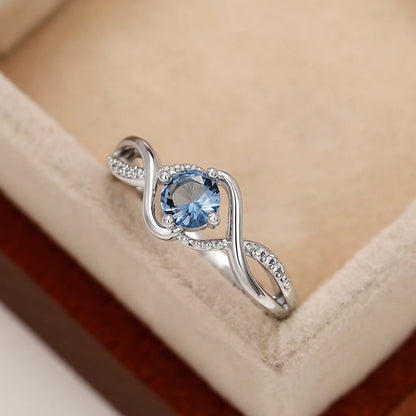 Modern Design Women's Wedding Rings Charming Blue Cubic Zirconia