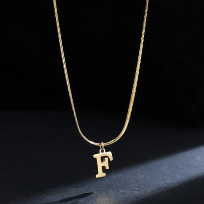 A gold-plated, stainless steel necklace, with the initials from A to Z.