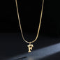 A gold-plated, stainless steel necklace, with the initials from A to Z.