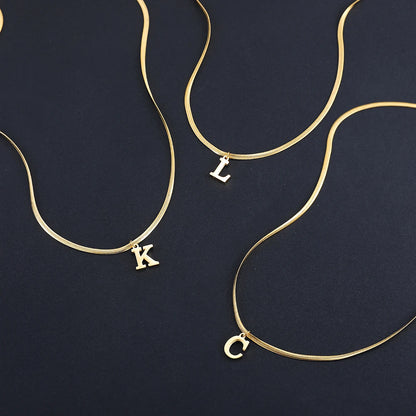 A gold-plated, stainless steel necklace, with the initials from A to Z.