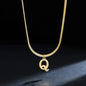 A gold-plated, stainless steel necklace, with the initials from A to Z.