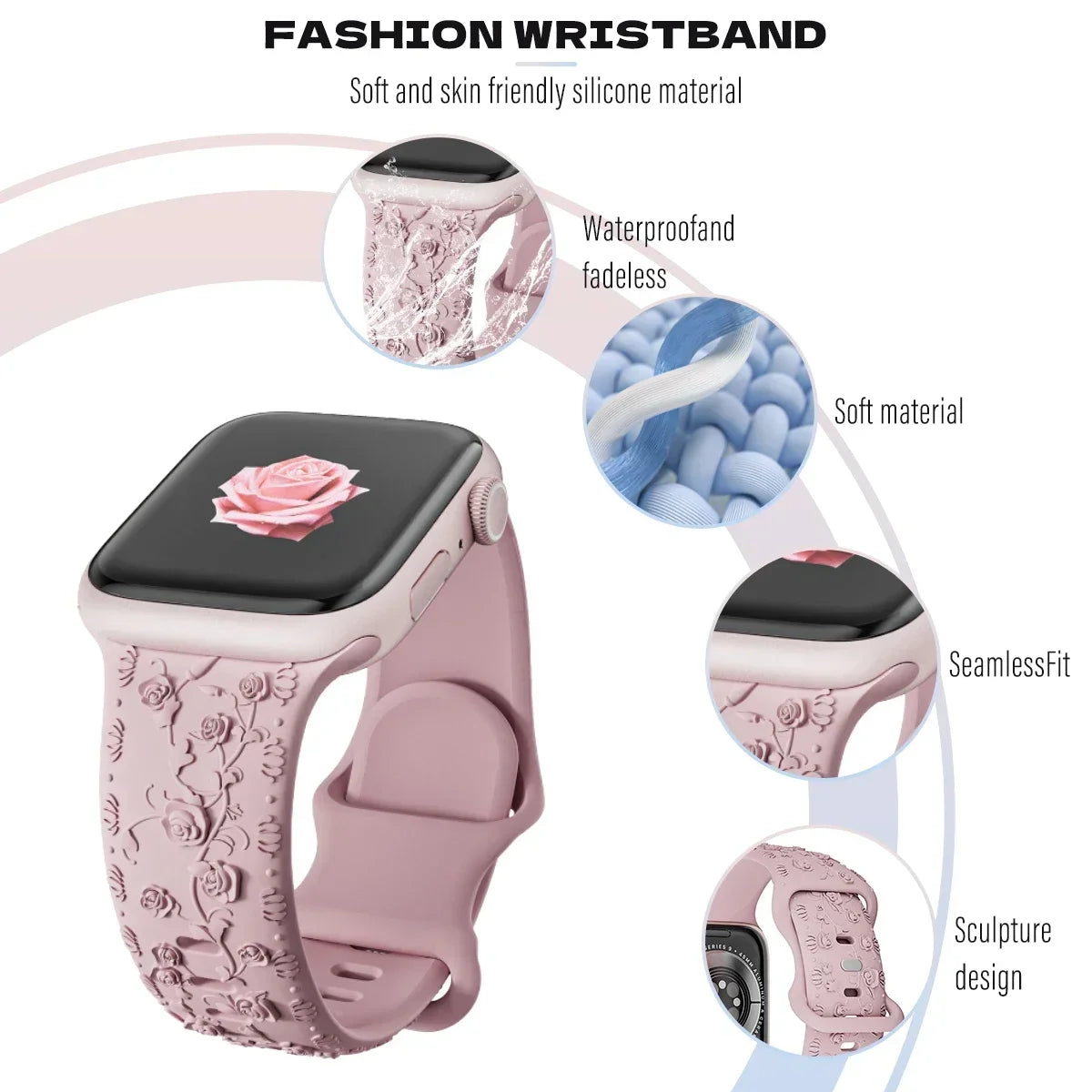 Floral Engraved Strap For Apple Watch