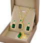 Set Green Large Zircon Drop Earrings Necklace