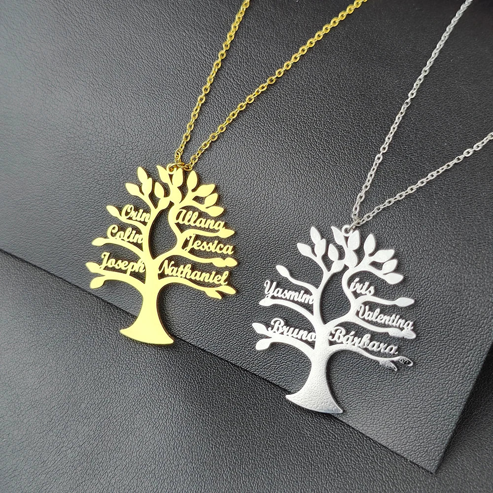 Custom Tree Of Life Name Necklace Personalized Mother Kids Family Member